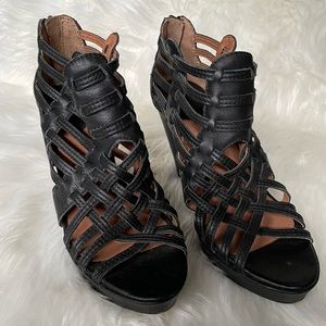 Lucky Brand black leather platforms, size 8 platform heel